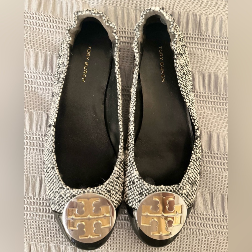 Women's Black Claire Tweed Slip-on Ballerina Shoes